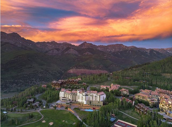 Telluride Sunset Mountain with Houses