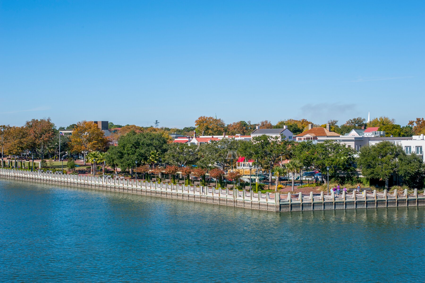View of the Henry C. Chambers Waterfront Park in Beaufort, South Carolina, USA.